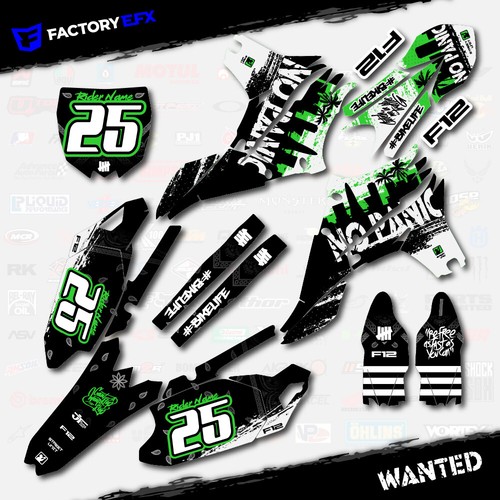 Green Wanted Racing Graphics Kit fit Yamaha 10-13 YZ450F YZF 450 2010-2013 Decal - Foto 5 di 5