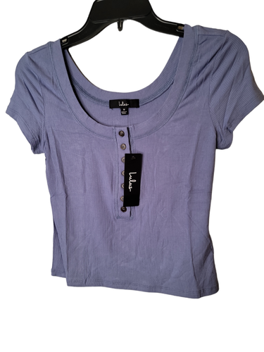 Lulus Size Medium Womens Crop Top Purple Short Sleeve Shirt NWT