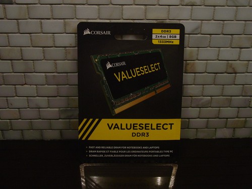 NEW Corsair Value Select Laptop Memory RAM DDR3 8GB Kit CMS08GX3M2A1333C9