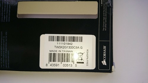 CORSAIR 2GB (2 X 1GB) XMS3 DDR3 1333MHZ RAM KIT. - Picture 3 of 4