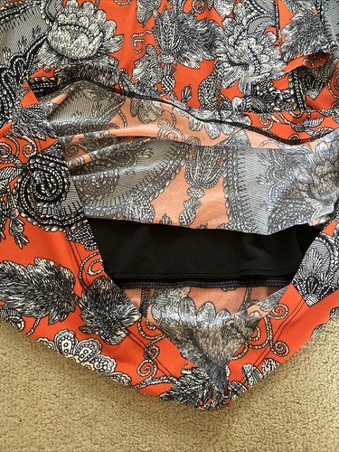 Ladies Ronni Nicole Size 14 Orange Floral Design Lined Dress Built In Shaping!!. - Picture 16 of 24