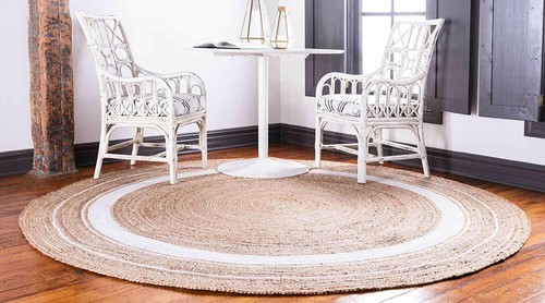 Round Rug Jute Natural Style Area Carpet Modern Rug Reversible Handmade Natural - Picture 13 of 21