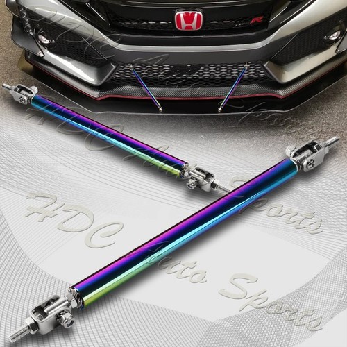 200mm Adjustable Neo Chrome Front Bumper Splitter Lip Strut Support Rod Tie Bar - Picture 6 of 6