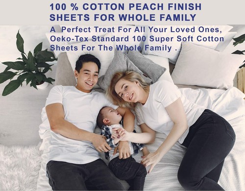 4 Piece 100% Cotton Sheet Set Deep Pocket 200 Thread Count Cozy Soft Bed Sheets - Picture 233 of 331