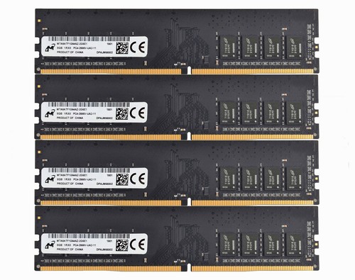 Micron 4x8GB 1RX8 PC4-2666V DDR4 21300Mhz 288Pin UDIMM Desktop Memory RAM‘ - Picture 1 of 4