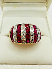 18K Yellow Gold Ruby and Diamond ring. Total 40 Stones, Size 8