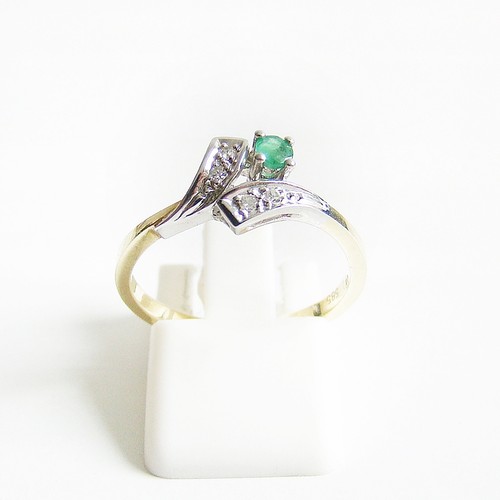 Ring Gold Diamanten Smaragd bicolor Edelsteine 585er 14 kt Goldschmuck - Bild 3 von 5