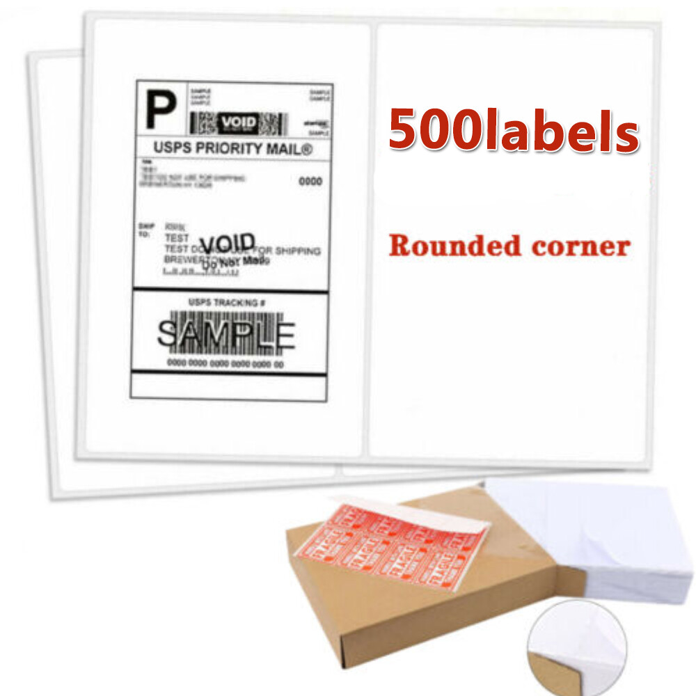 Blank Mailing Labels 1000 Perforated Rounded Corner Shipping Labels - 2 ...