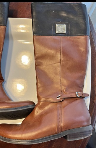 Tommy Hilfiger Leather Boots Cheyenne Riding Zipper Sz 7.5 Fall Winter Ex Cond - Picture 2 of 7