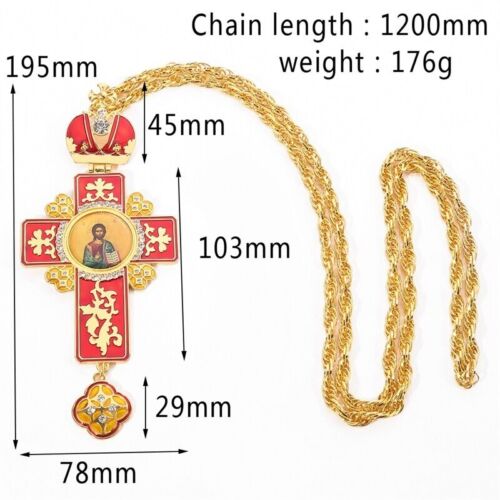 Pectoral Cross Orthodox Pendants Chain Religious Art Jesus Badge Cross Necklace - Picture 2 of 24