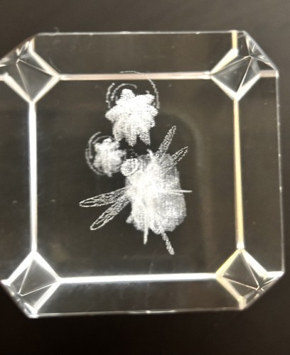 Laser 3D Cut Crystal Paperweight Fairy Riding Dragonfly Pixie Dust Lotus Flower - Picture 6 of 8