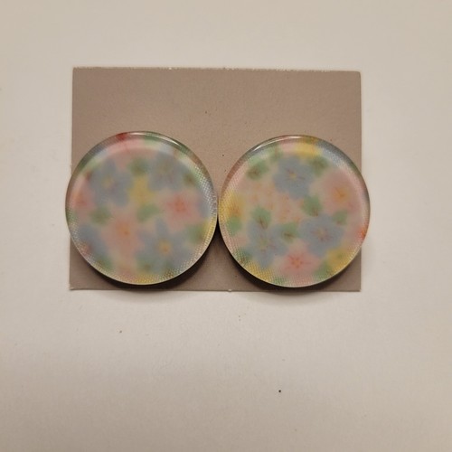 Vintage 80s Pierced Earrings Pastels Avon Brand Blue Pink Yellow Surgical Steel - Picture 3 of 6
