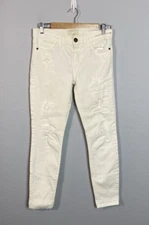 Current Elliott The Stiletto Skinny Jeans 26 Dirty White Distressed Ripped Ankle