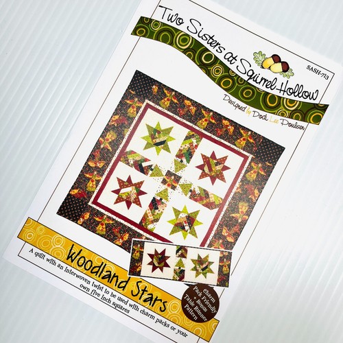 Woodland Stars Quilt PATTERN Two Sisters at Squirrel Hollow Charm Pack Friendly - Picture 3 of 6