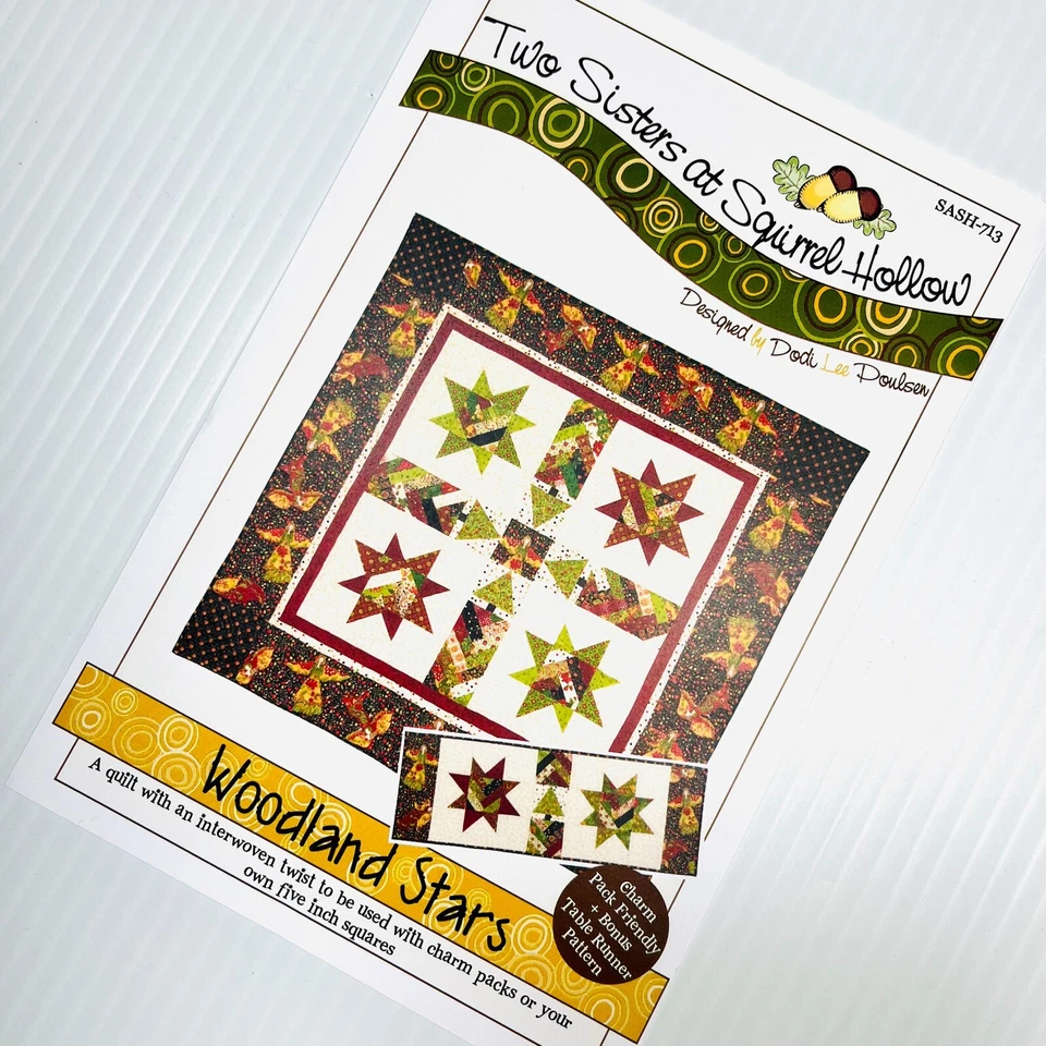 Woodland Stars Quilt PATTERN Two Sisters at Squirrel Hollow Charm Pack Friendly - Image 3 of 4