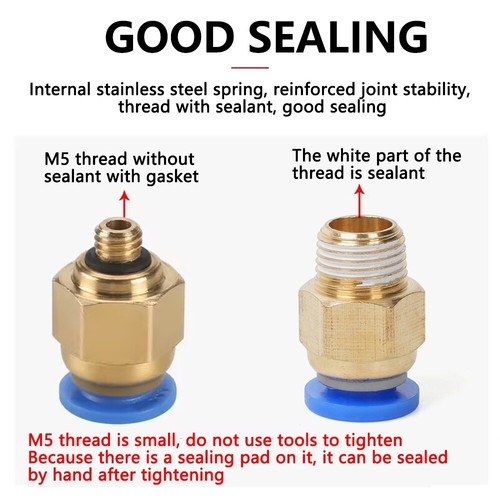 Air Hose Pipe Tube PU Kit 1/4" Push to Connect Air Fittings 10pcs Line Connector - Picture 11 of 15