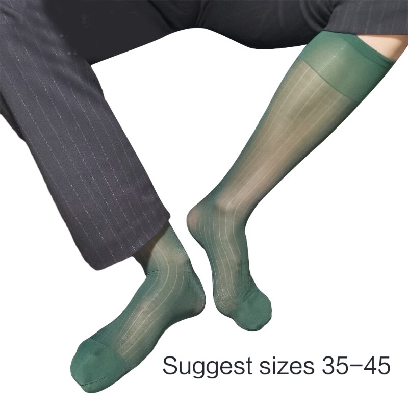 Men s Knee High Dress Socks Nylon Dress Socks for Men Over the Calf