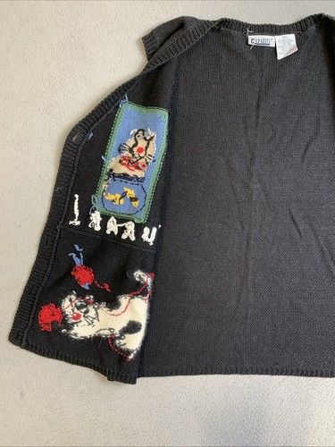 Capacity Sweater Vest Woman Size Small Black Ramie Blend Playful Cats Meow - Picture 9 of 18