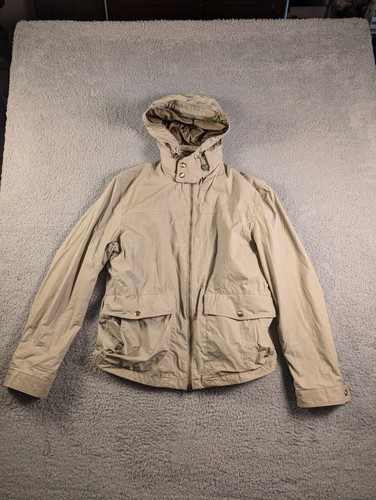 Massimo Dutti Jacket Women's XL Beige Windbreaker Hooded Rain Jacket Full Zip - Picture 2 of 12
