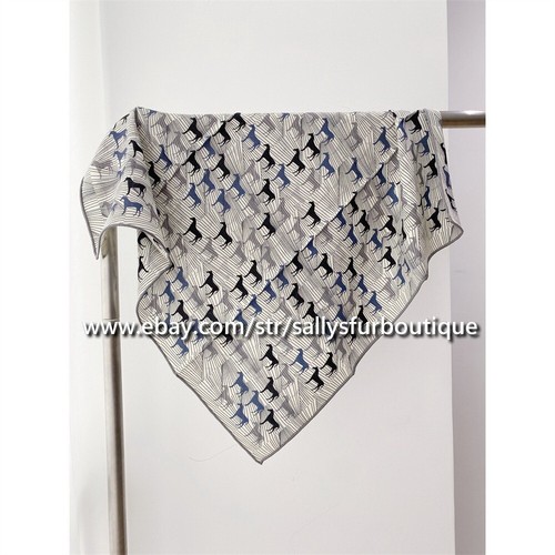 Sallys 70% Cashmere & 30% Silk Horses Print Double Face Neck Collar Scarf 26" - Picture 15 of 24