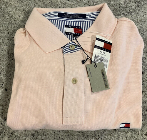 Vintage Tommy Hilfiger Men's Size XL Baby Pink Polo Shirt NWT Golf Classic Logo - Picture 10 of 12