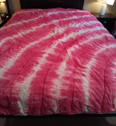 Pottery Barn Teen Tahiti Twin Quilt Tie Dye Pink White Bedding Dorm Boho - Picture 2 of 18