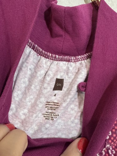 Tea Collection Girls Long Sleeve Maroon Dress Size 4 - Picture 2 of 4