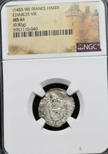 Charles VIII, 1483-1498. Silver Hardi d’argent. Medieval France, NGC MS61