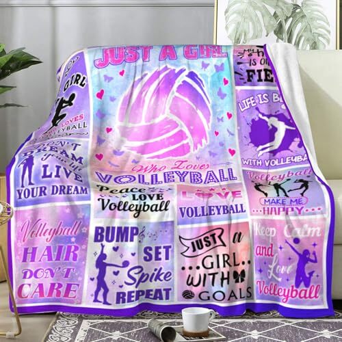 Blanket Gifts for Teen Girls,Stuff Throw and Blankets for 60"x50" Volleyball - Picture 3 of 8