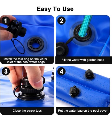 Confezione da 10 Pesi Copertura Piscina Tubi Acqua Doppia Camera 8ft per... Sacchetti acqua piscina - Foto 6 di 11