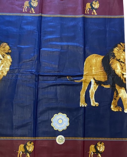 African Lion Ankara Wax Print 6 Yards 45 Inch Wide 100% Cotton Panel Design - Picture 2 of 3