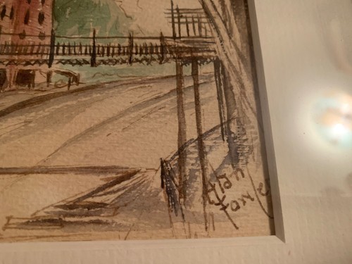 2-Vtg. folk art watercolor painting by Alan Fowler Americana Eureka Springs AR - Picture 14 of 20