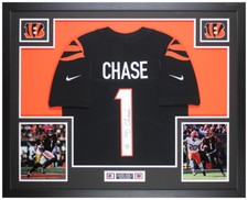 Ja'Marr Chase Autographed and Framed Black Cincinnati Jersey Auto Fanatics COA