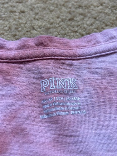 Victoria Secret PINK Perfect V Neck Tee Relaxed Fit T Shirt Rose Tie Dye XS - Picture 5 of 8