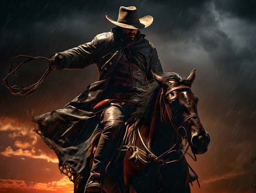 West Art Cowboy Stormy Landscape Canvas 091 -Home Decor Wall Art Prints Painting - Picture 1 of 7