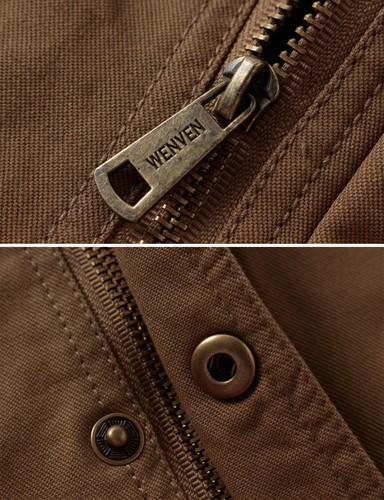 Chaqueta de lona WenVen para hombre algodón con solapa militar chaqueta de resorte informal - Imagen 54 de 90