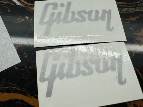 2Pcs Gibson Custom Guitar Bass Headstock Vinyl Waterslide Transfer Decals Silver - Picture 7 of 8