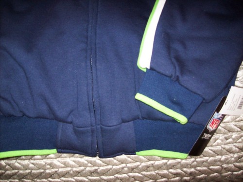 Seahawks Jacke Seattle Kapuze Full Zip Poly-gefüttert Hoody genähte Logos LARGE - Bild 5 von 12