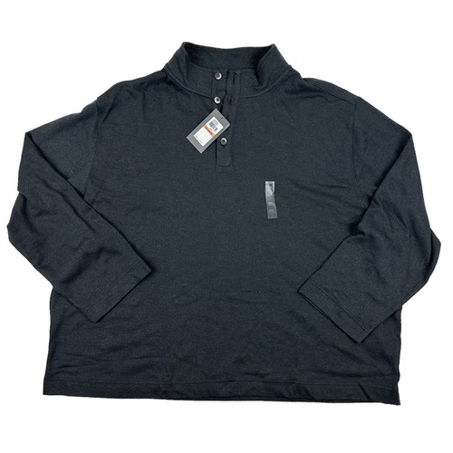 Neu mit Etikett Van Heusen Never Tuck langärmliger Pullover grau Stehkragen Knopfleiste BIG 3X $ 70 - Bild 1 von 12