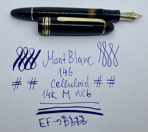 1950s MONTBLANC Meisterstuck 146 G CELLULOID Fountain Pen- 14k Flexy M Nib - Picture 2 of 24