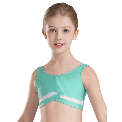 Girls Crop Top Sleeveless Shirt Gymnastics Vest Figure Skating Tops Jogging Bra - Picture 14 of 47
