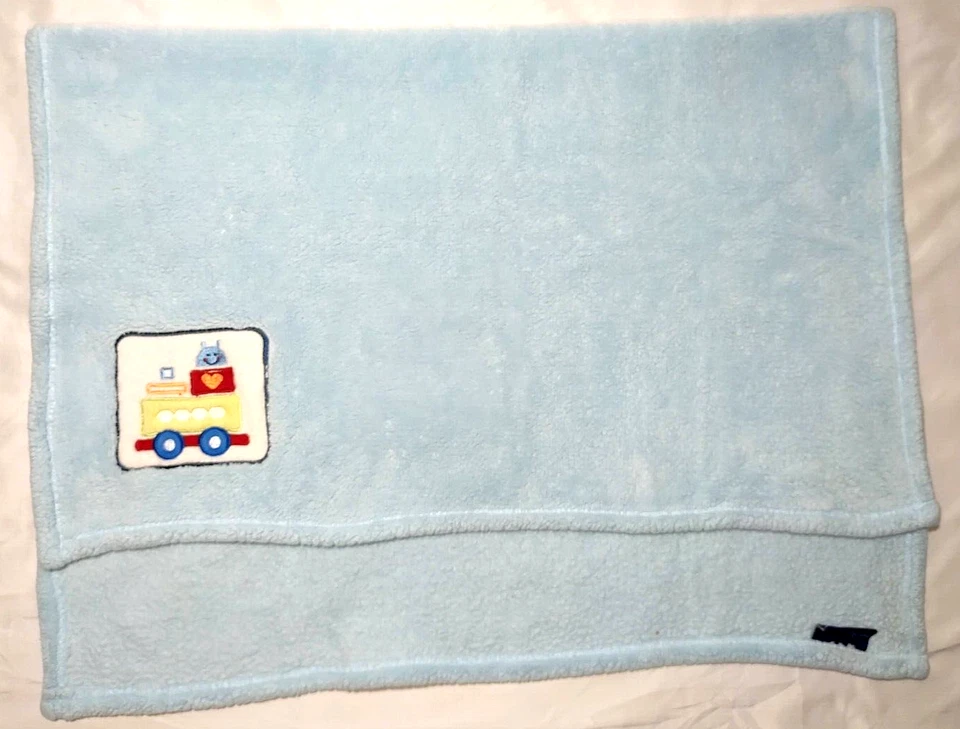 Northpoint Blue Robot Train Baby Blanket htf Fleece Plush Lovey 30x45 Soft - Image 2 of 3
