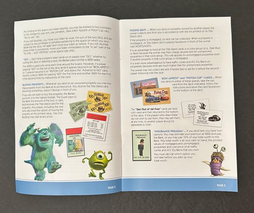Monopoly Replacement Game Board + Rule Book : 2007 Disney Pixar Edition - Picture 2 of 5