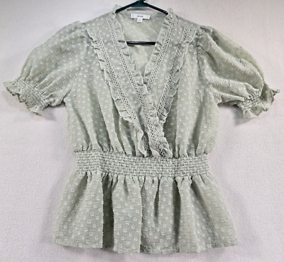 Mine Blouse Top Juniors L Mint Green Ruffled Coquette Babydoll Dollette Lolita