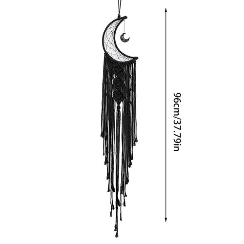 LED Boho Macrame Woven Wall Hanging Crochet Moon Star Dream Catcher with Tassel - Picture 26 of 35