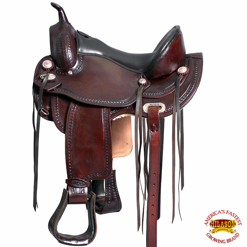 U-B-VX 15 16 17 silla caballo occidental de cuero sin árboles Trail placer Hilason O10 U-B-VX 15 16 17 silla caballo occidental de cuero sin árboles Trail placer Hilason O10
