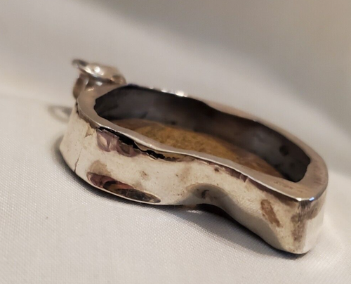 Natural Ammonite Fossil Shell Pendant Brown 925 Sterling Silver - Picture 9 of 20