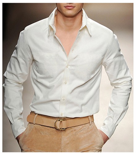 Occident Herren Wildleder Langarm Oberteile Hemden Slim Fit Freizeit Retro BUtton Blusen - Bild 15 von 17