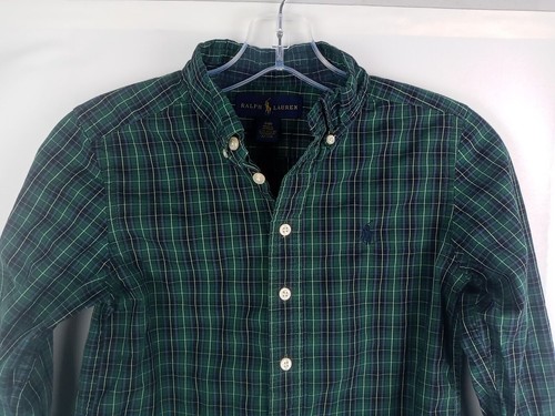 Ralph Lauren Kids Button Down Long Sleeve Dress Shirt Plaid Green/Blue Size S 8 - Picture 8 of 16