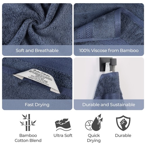 Rayon from Bamboo Blend Solid 6 Piece Hand Towel & 2 Piece Bath Towel Set - Picture 32 of 63